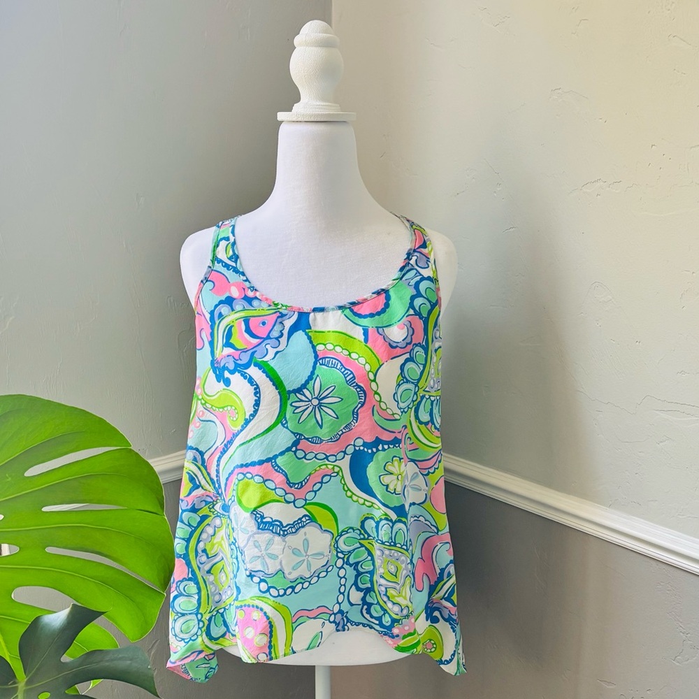 Lilly Pulitzer 100% Silk Racerback Tank Top